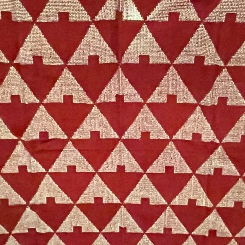 Elav Red White Woven Christmas Tree Throw Blanket Fringed Made in Portugal 50x74